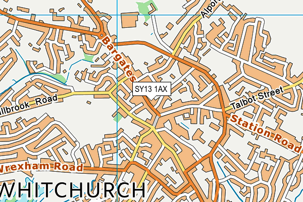 SY13 1AX map - OS VectorMap District (Ordnance Survey)