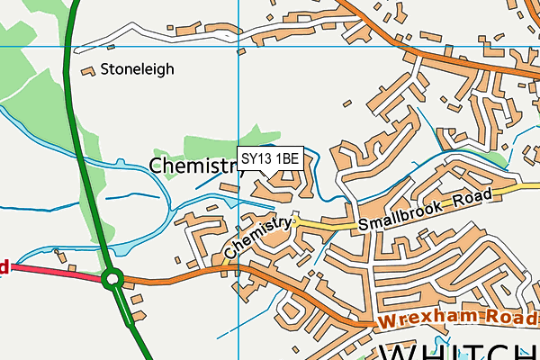 SY13 1BE map - OS VectorMap District (Ordnance Survey)