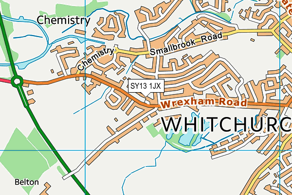 SY13 1JX map - OS VectorMap District (Ordnance Survey)