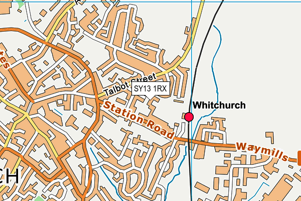 Whitchurch CofE Junior Academy map (SY13 1RX) - OS VectorMap District (Ordnance Survey)