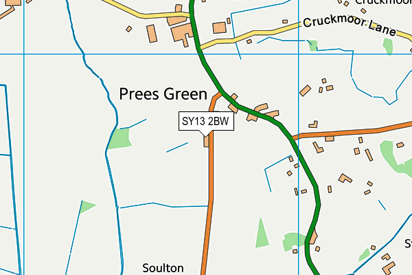 SY13 2BW map - OS VectorMap District (Ordnance Survey)