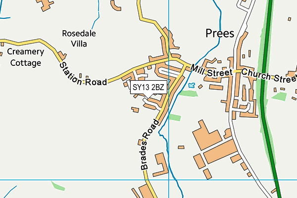 SY13 2BZ map - OS VectorMap District (Ordnance Survey)