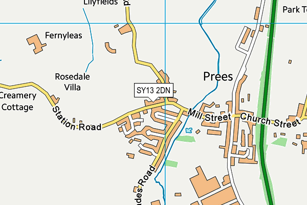 SY13 2DN map - OS VectorMap District (Ordnance Survey)