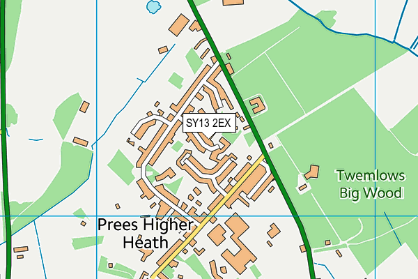 SY13 2EX map - OS VectorMap District (Ordnance Survey)