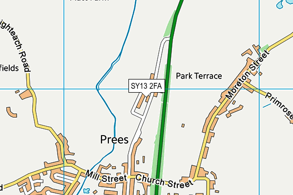 SY13 2FA map - OS VectorMap District (Ordnance Survey)