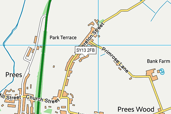 SY13 2FB map - OS VectorMap District (Ordnance Survey)