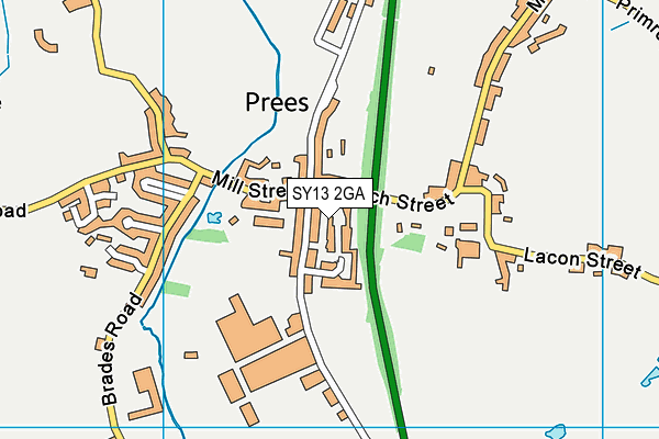 SY13 2GA map - OS VectorMap District (Ordnance Survey)