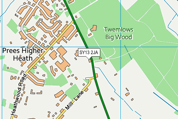 SY13 2JA map - OS VectorMap District (Ordnance Survey)