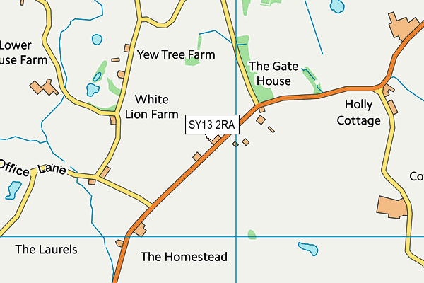 SY13 2RA map - OS VectorMap District (Ordnance Survey)