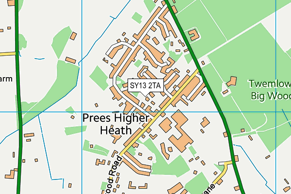 SY13 2TA map - OS VectorMap District (Ordnance Survey)