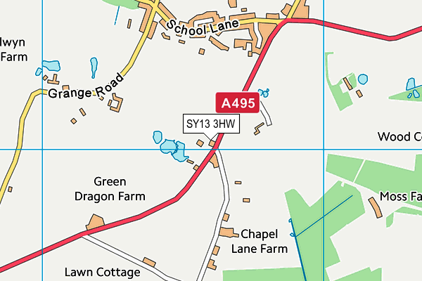 SY13 3HW map - OS VectorMap District (Ordnance Survey)