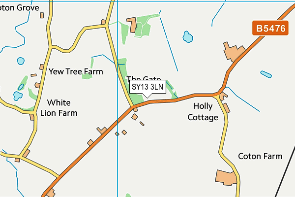 Coton Hall Cricket Club map (SY13 3LN) - OS VectorMap District (Ordnance Survey)