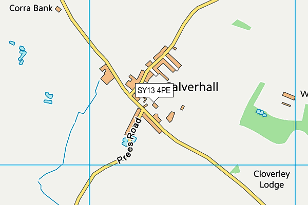 Calverhall Cricket Ground map (SY13 4PE) - OS VectorMap District (Ordnance Survey)