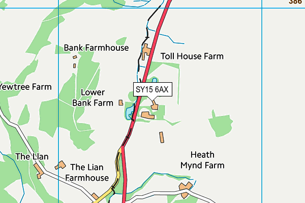 SY15 6AX map - OS VectorMap District (Ordnance Survey)