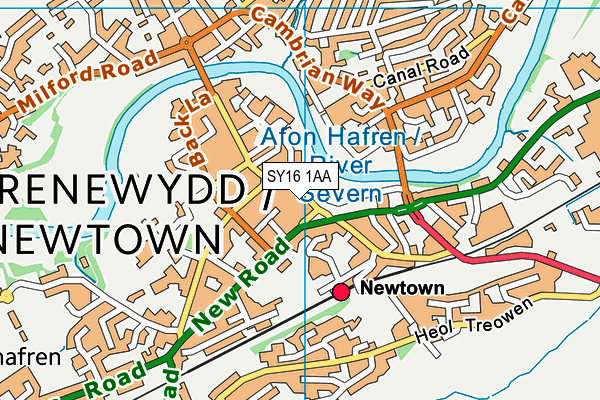 SY16 1AA map - OS VectorMap District (Ordnance Survey)