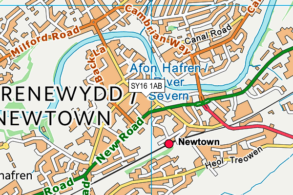 SY16 1AB map - OS VectorMap District (Ordnance Survey)