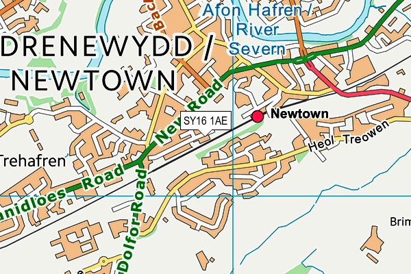 SY16 1AE map - OS VectorMap District (Ordnance Survey)