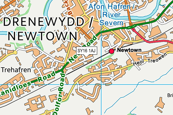 SY16 1AJ map - OS VectorMap District (Ordnance Survey)