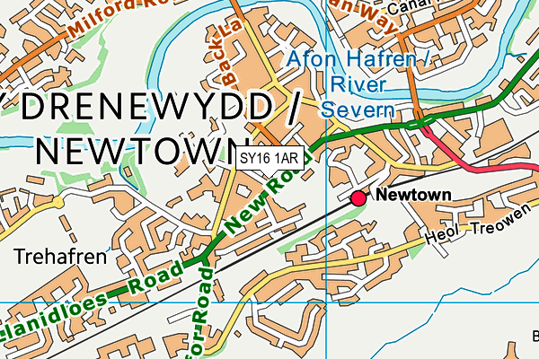 SY16 1AR map - OS VectorMap District (Ordnance Survey)