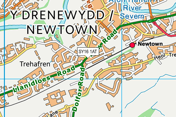 SY16 1AT map - OS VectorMap District (Ordnance Survey)