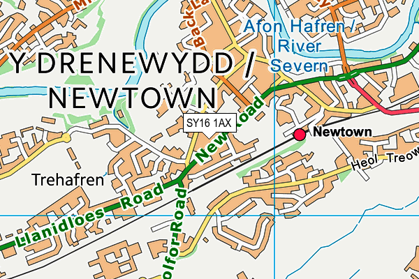 SY16 1AX map - OS VectorMap District (Ordnance Survey)