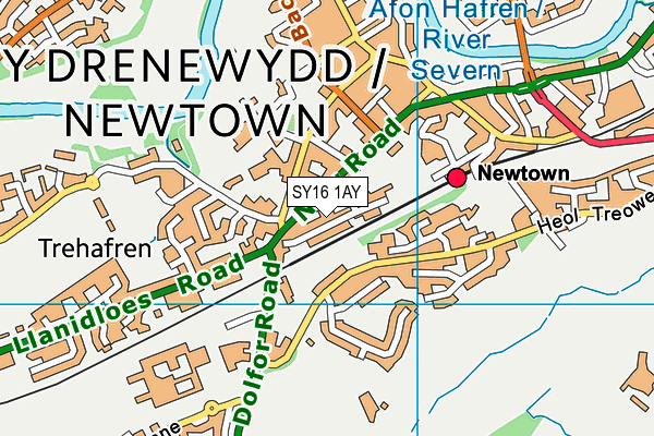 SY16 1AY map - OS VectorMap District (Ordnance Survey)