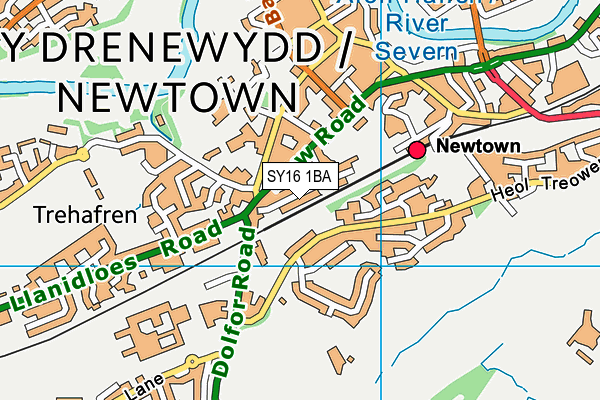 SY16 1BA map - OS VectorMap District (Ordnance Survey)