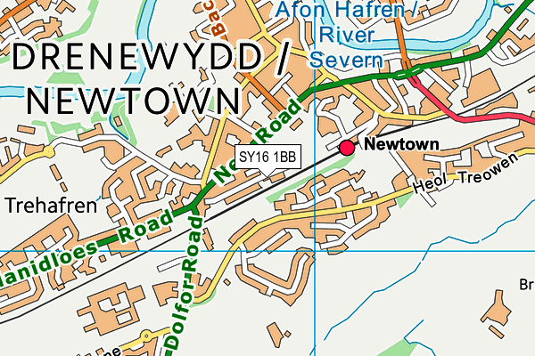 SY16 1BB map - OS VectorMap District (Ordnance Survey)