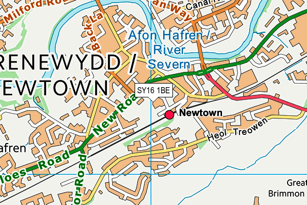 SY16 1BE map - OS VectorMap District (Ordnance Survey)