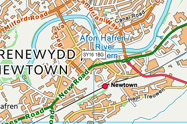 SY16 1BG map - OS VectorMap District (Ordnance Survey)