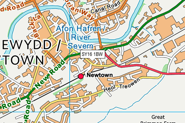 SY16 1BW map - OS VectorMap District (Ordnance Survey)