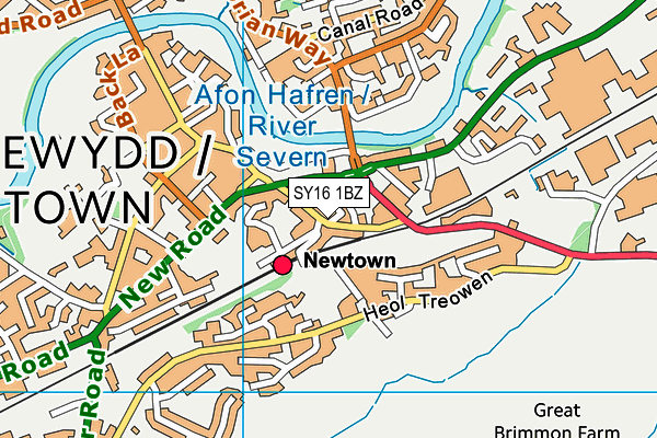 SY16 1BZ map - OS VectorMap District (Ordnance Survey)