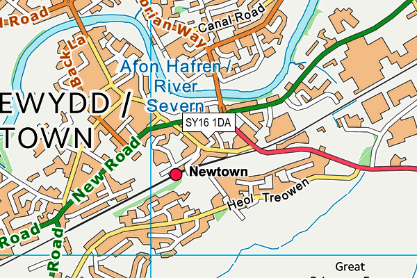 SY16 1DA map - OS VectorMap District (Ordnance Survey)