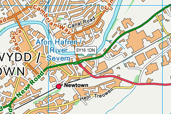 SY16 1DN map - OS VectorMap District (Ordnance Survey)