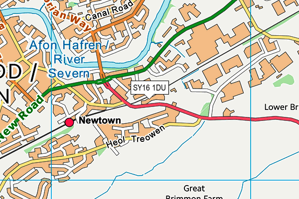 SY16 1DU map - OS VectorMap District (Ordnance Survey)