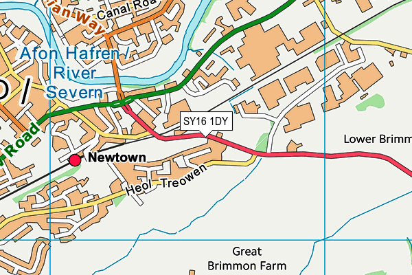 SY16 1DY map - OS VectorMap District (Ordnance Survey)