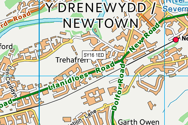 SY16 1ED map - OS VectorMap District (Ordnance Survey)