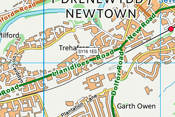 SY16 1ES map - OS VectorMap District (Ordnance Survey)