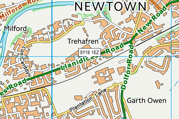 SY16 1EZ map - OS VectorMap District (Ordnance Survey)