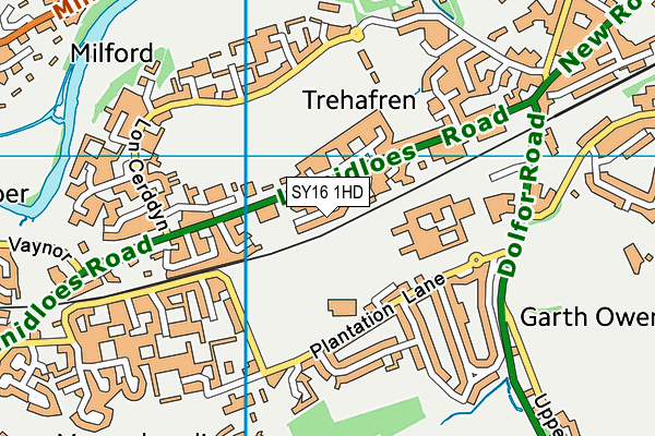 SY16 1HD map - OS VectorMap District (Ordnance Survey)