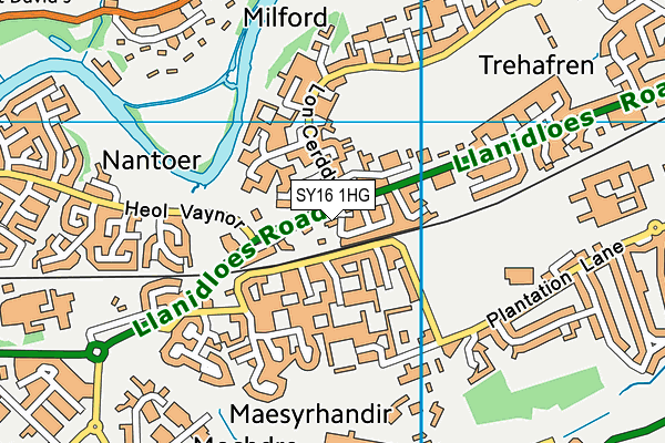 SY16 1HG map - OS VectorMap District (Ordnance Survey)