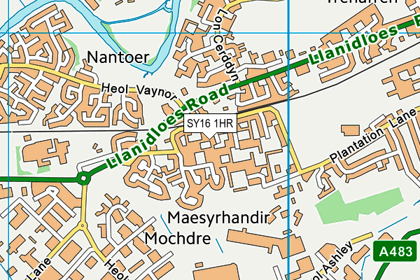 SY16 1HR map - OS VectorMap District (Ordnance Survey)