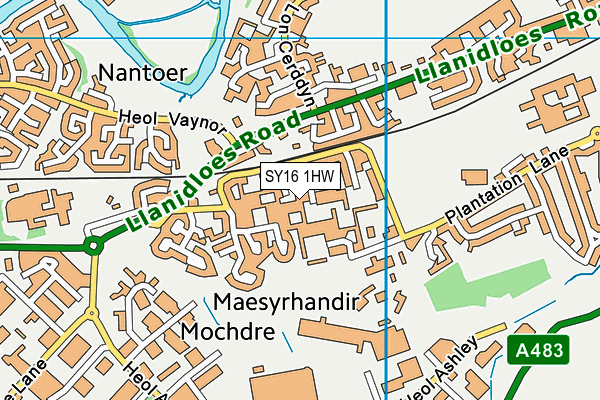 SY16 1HW map - OS VectorMap District (Ordnance Survey)