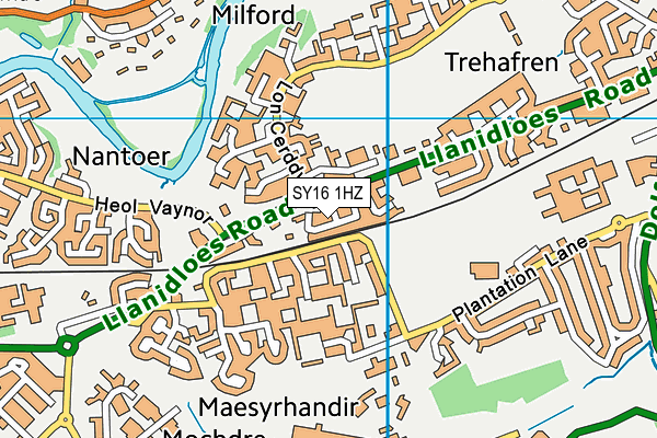 SY16 1HZ map - OS VectorMap District (Ordnance Survey)