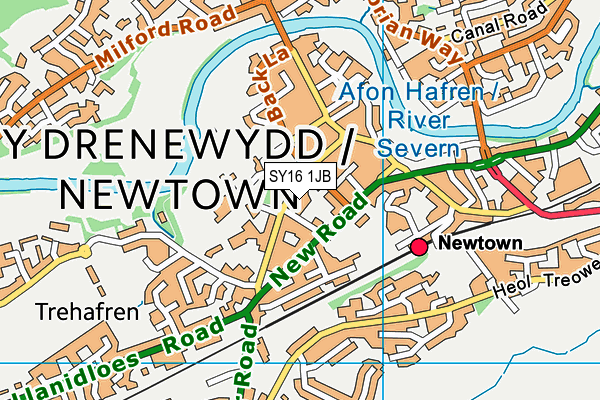 SY16 1JB map - OS VectorMap District (Ordnance Survey)