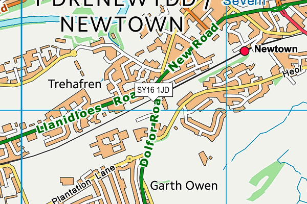 SY16 1JD map - OS VectorMap District (Ordnance Survey)