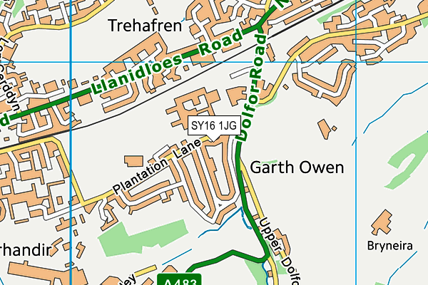 SY16 1JG map - OS VectorMap District (Ordnance Survey)