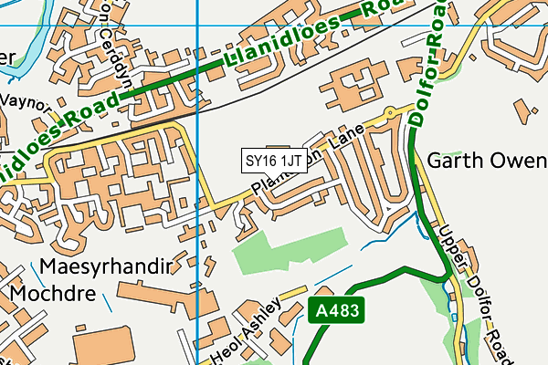 SY16 1JT map - OS VectorMap District (Ordnance Survey)