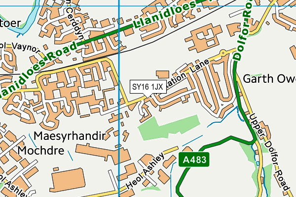 SY16 1JX map - OS VectorMap District (Ordnance Survey)