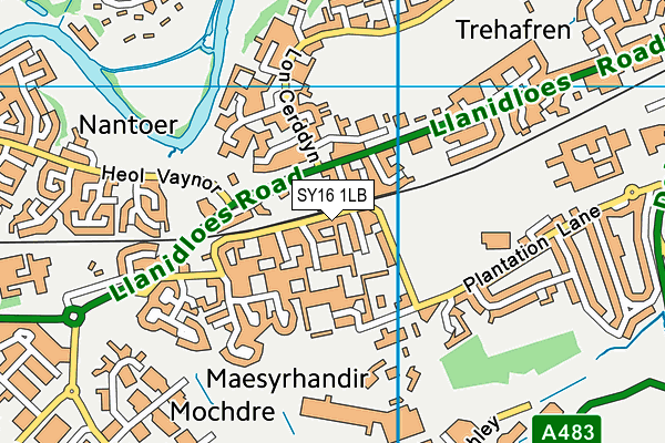 SY16 1LB map - OS VectorMap District (Ordnance Survey)